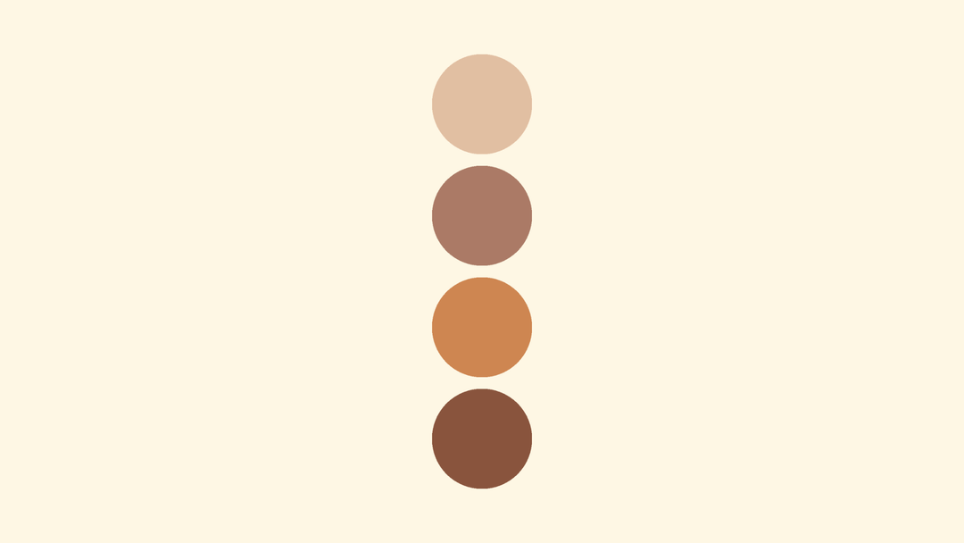 A pleasant gradient of earth tone browns in a row of vertical dots on a cream background