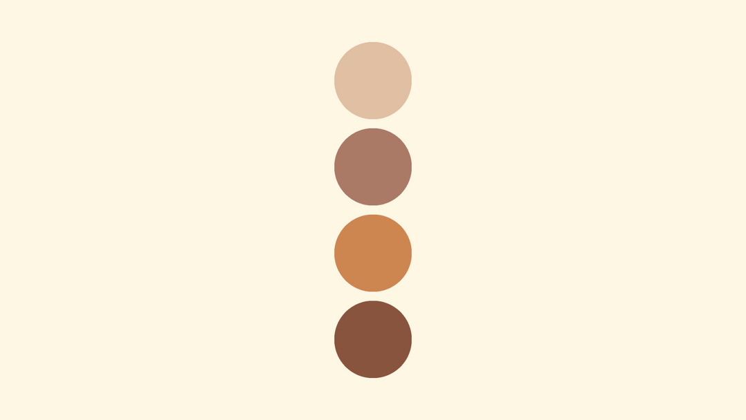 A pleasant gradient of earth tone browns in a row of vertical dots on a cream background