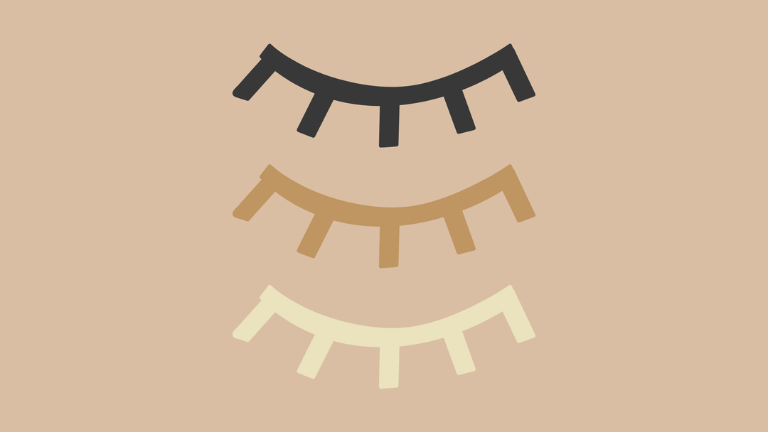 three minimal closed eyes stacked vertically in a pleasing gradient of brown, tan, and cream