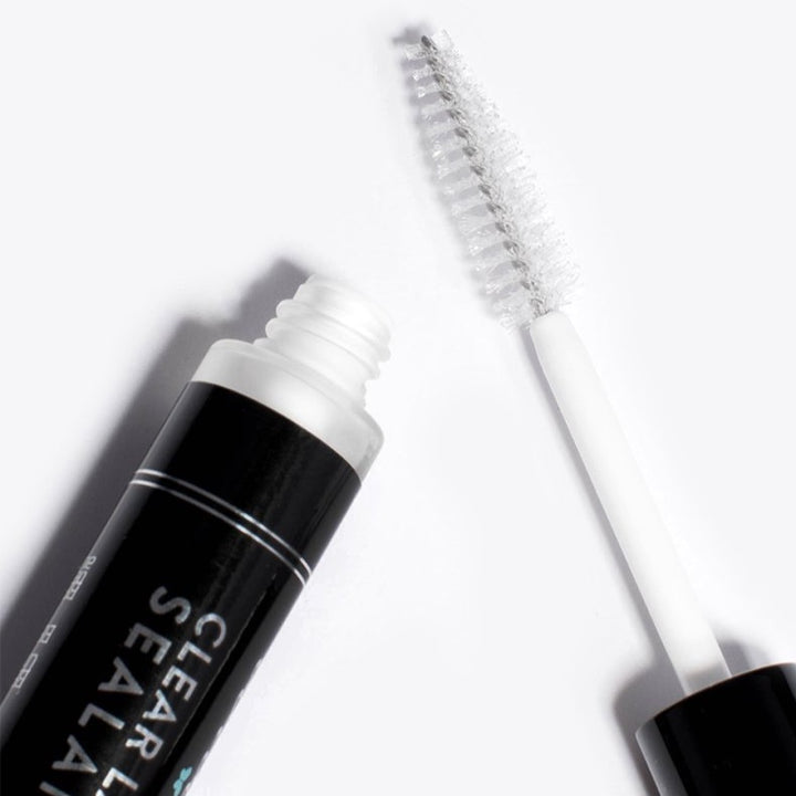 Lash extension sealant bottle uses mascara wand for application